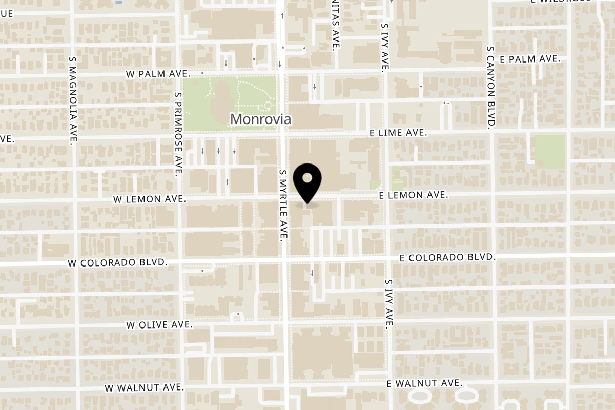 Map showing the location of Saigon Avenue on 110 E Lemon Ave in Monrovia